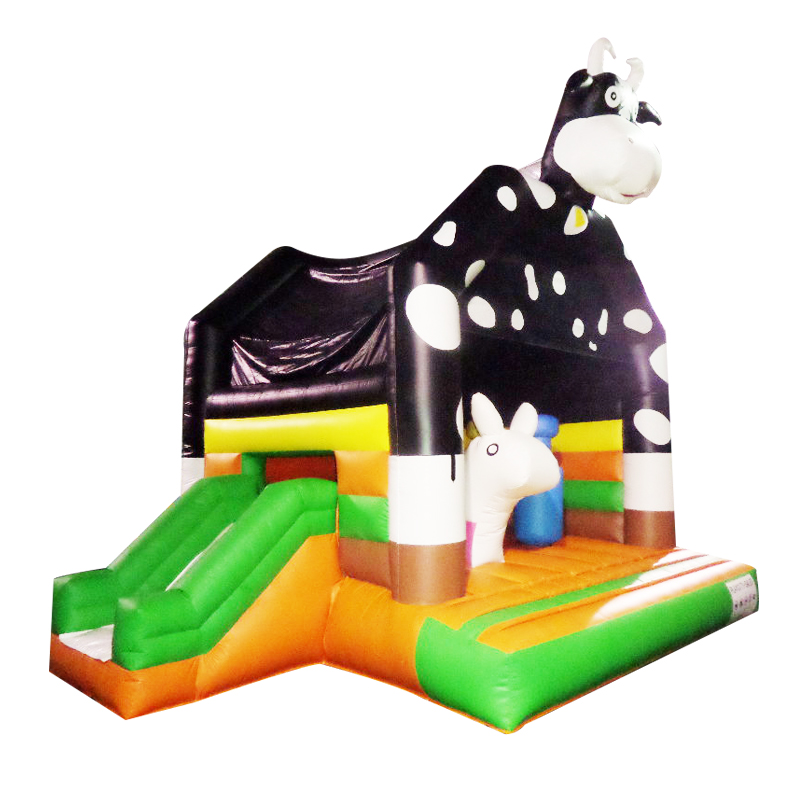 Casa de salto inflable de vaca con tobogán para niños juegos inflables al aire libre