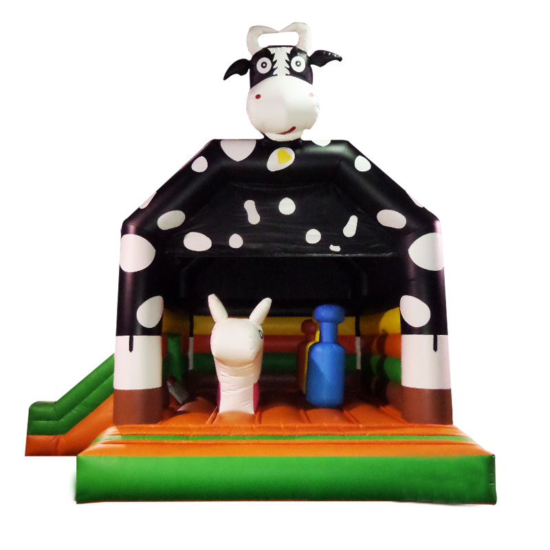 Casa de salto inflable de vaca con tobogán para niños juegos inflables al aire libre